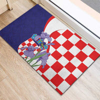 Croatia Hrvatska Checkerboard Rubber Doormat Coat Of Arms With Iris Croatica