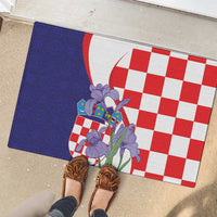 Croatia Hrvatska Checkerboard Rubber Doormat Coat Of Arms With Iris Croatica