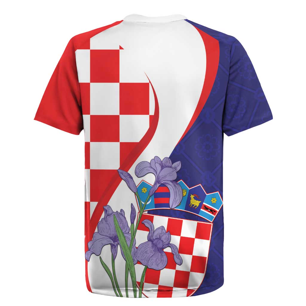 Croatia Hrvatska Checkerboard Rugby Jersey Coat Of Arms With Iris Croatica