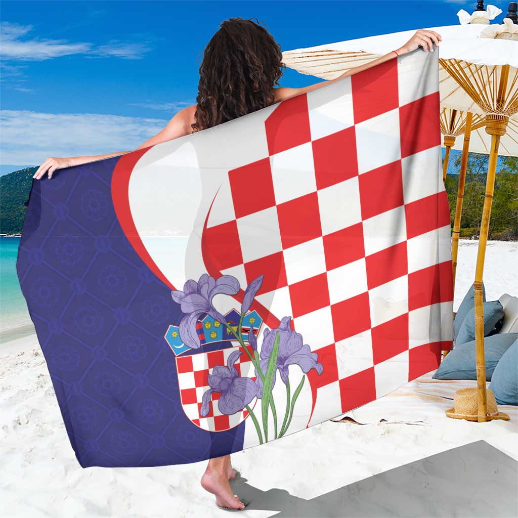 Croatia Hrvatska Checkerboard Sarong Coat Of Arms With Iris Croatica