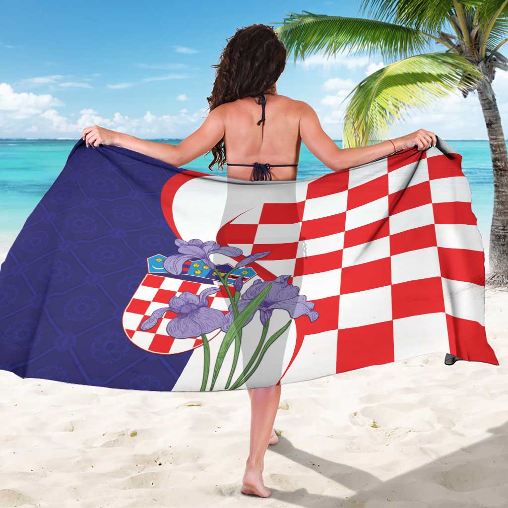 Croatia Hrvatska Checkerboard Sarong Coat Of Arms With Iris Croatica