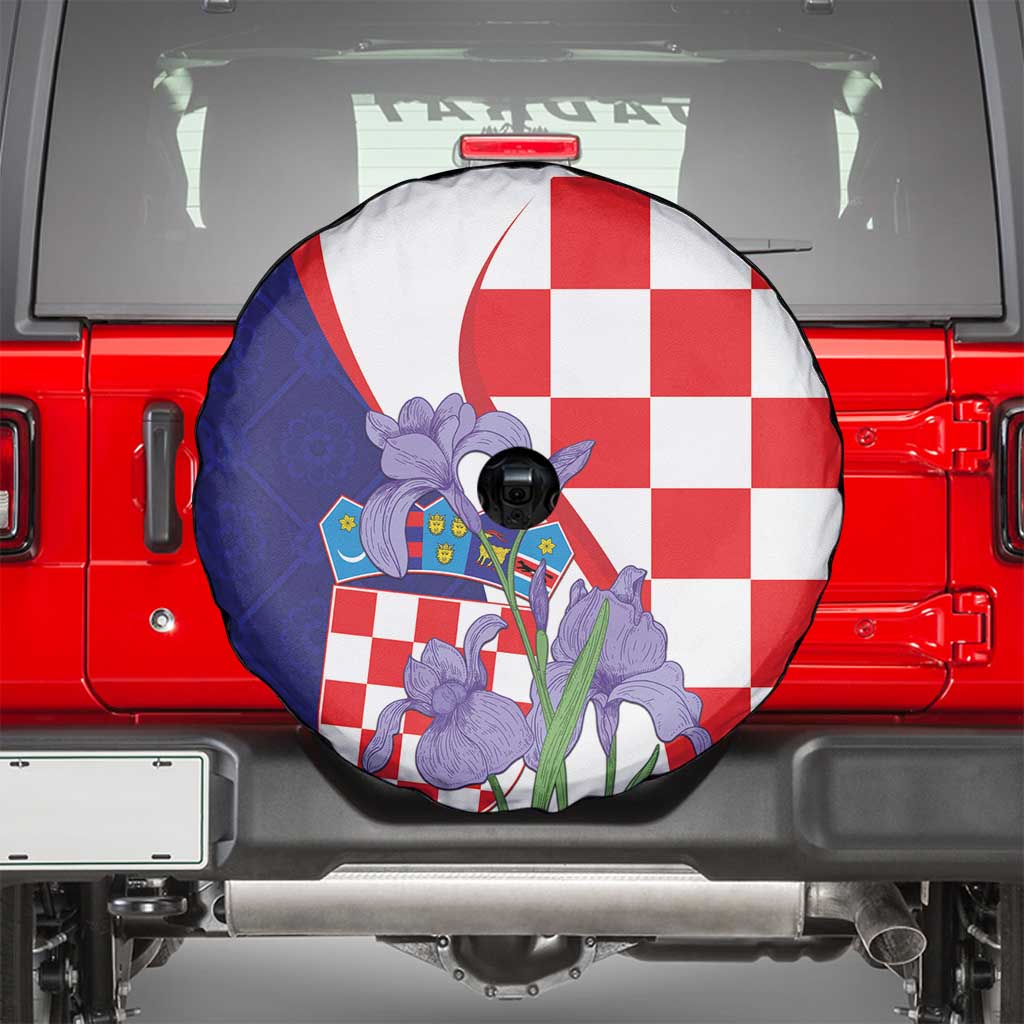 Croatia Hrvatska Checkerboard Spare Tire Cover Coat Of Arms With Iris Croatica