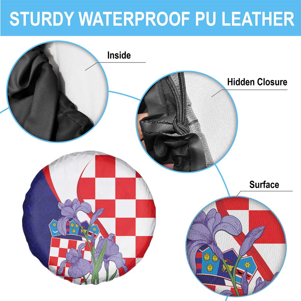 Croatia Hrvatska Checkerboard Spare Tire Cover Coat Of Arms With Iris Croatica