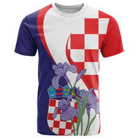 Croatia Hrvatska Checkerboard T Shirt Coat Of Arms With Iris Croatica