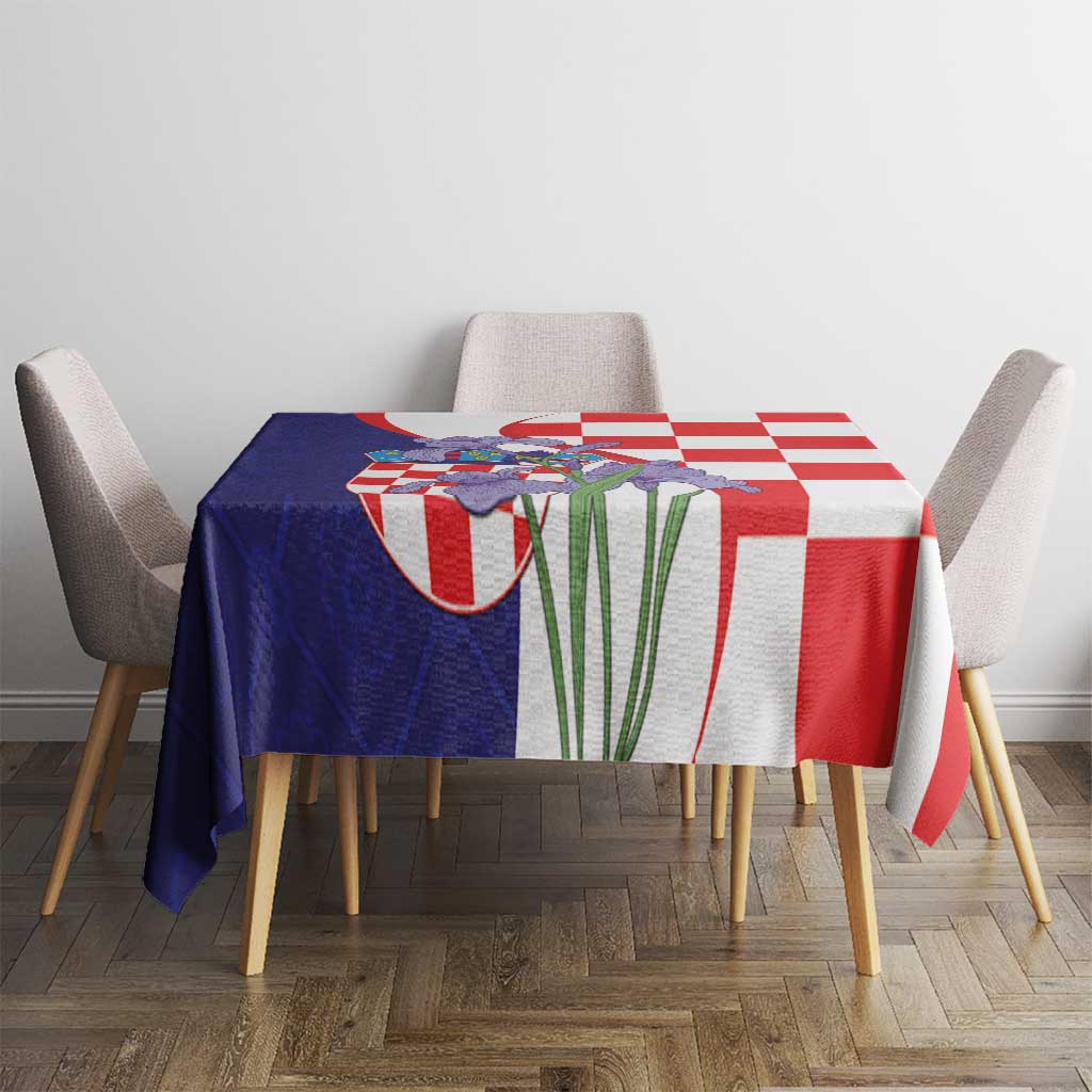 Croatia Hrvatska Checkerboard Tablecloth Coat Of Arms With Iris Croatica