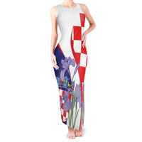 Croatia Hrvatska Checkerboard Tank Maxi Dress Coat Of Arms With Iris Croatica