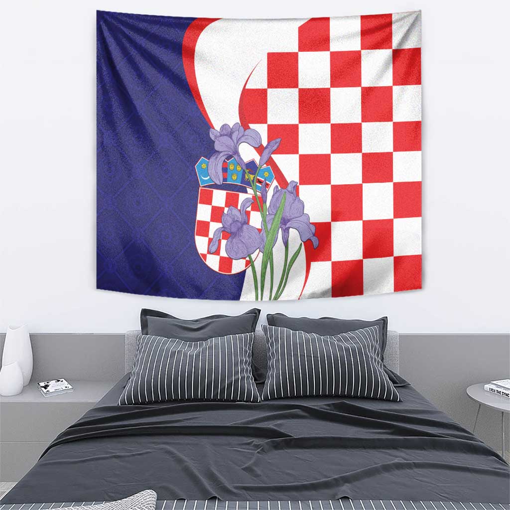 Croatia Hrvatska Checkerboard Tapestry Coat Of Arms With Iris Croatica
