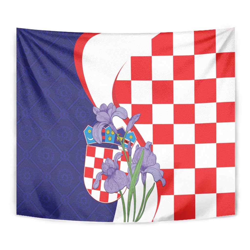 Croatia Hrvatska Checkerboard Tapestry Coat Of Arms With Iris Croatica