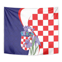 Croatia Hrvatska Checkerboard Tapestry Coat Of Arms With Iris Croatica