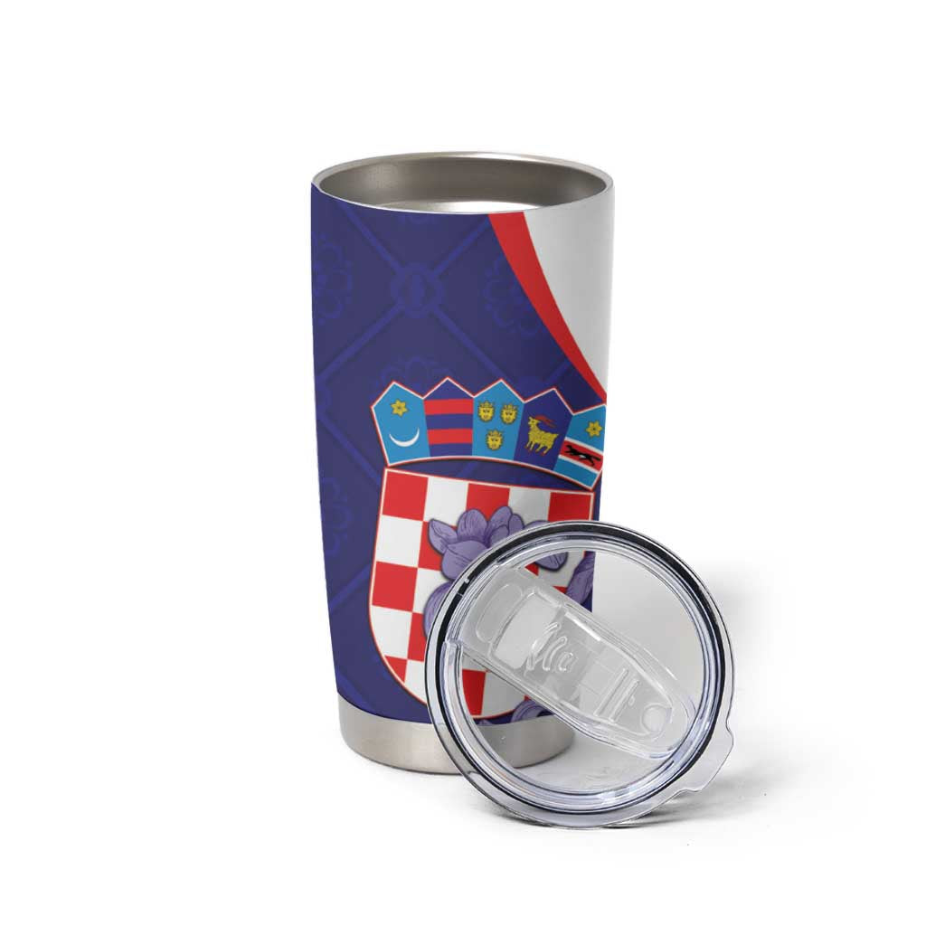 Croatia Hrvatska Checkerboard Tumbler Cup Coat Of Arms With Iris Croatica