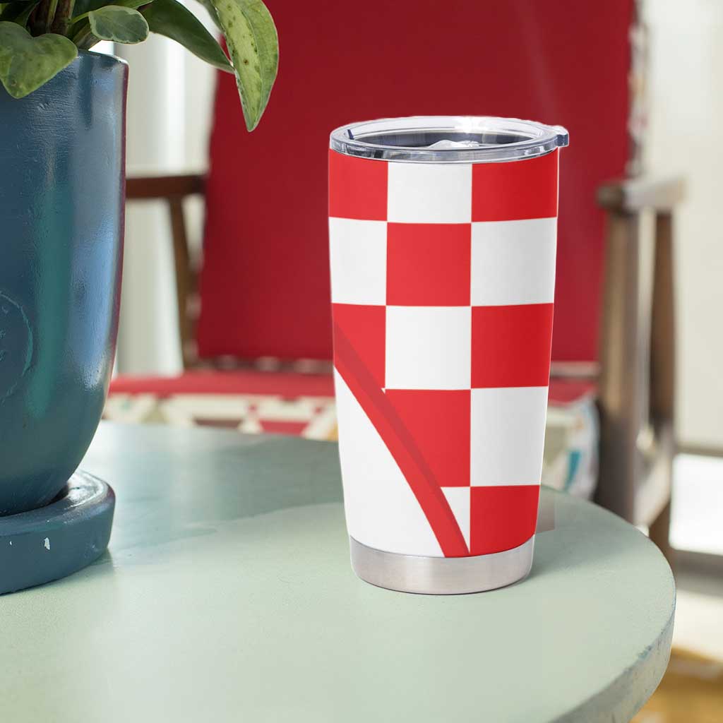 Croatia Hrvatska Checkerboard Tumbler Cup Coat Of Arms With Iris Croatica