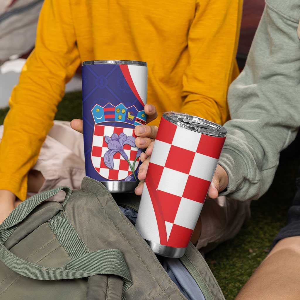 Croatia Hrvatska Checkerboard Tumbler Cup Coat Of Arms With Iris Croatica
