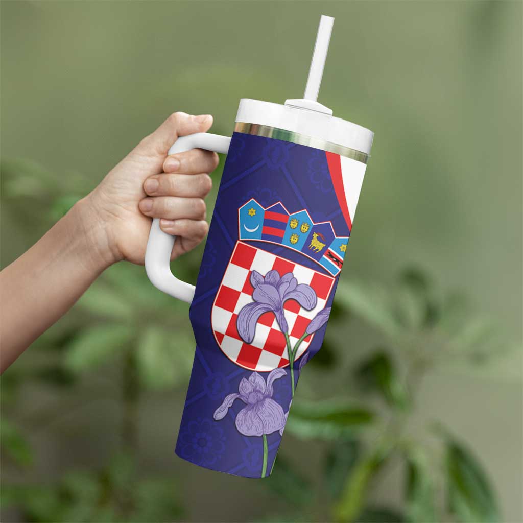 Croatia Hrvatska Checkerboard Tumbler With Handle Coat Of Arms With Iris Croatica