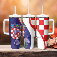 Croatia Hrvatska Checkerboard Tumbler With Handle Coat Of Arms With Iris Croatica