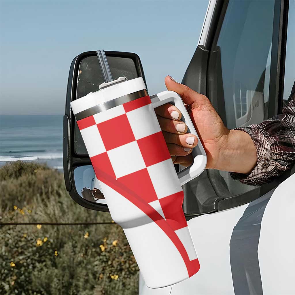 Croatia Hrvatska Checkerboard Tumbler With Handle Coat Of Arms With Iris Croatica