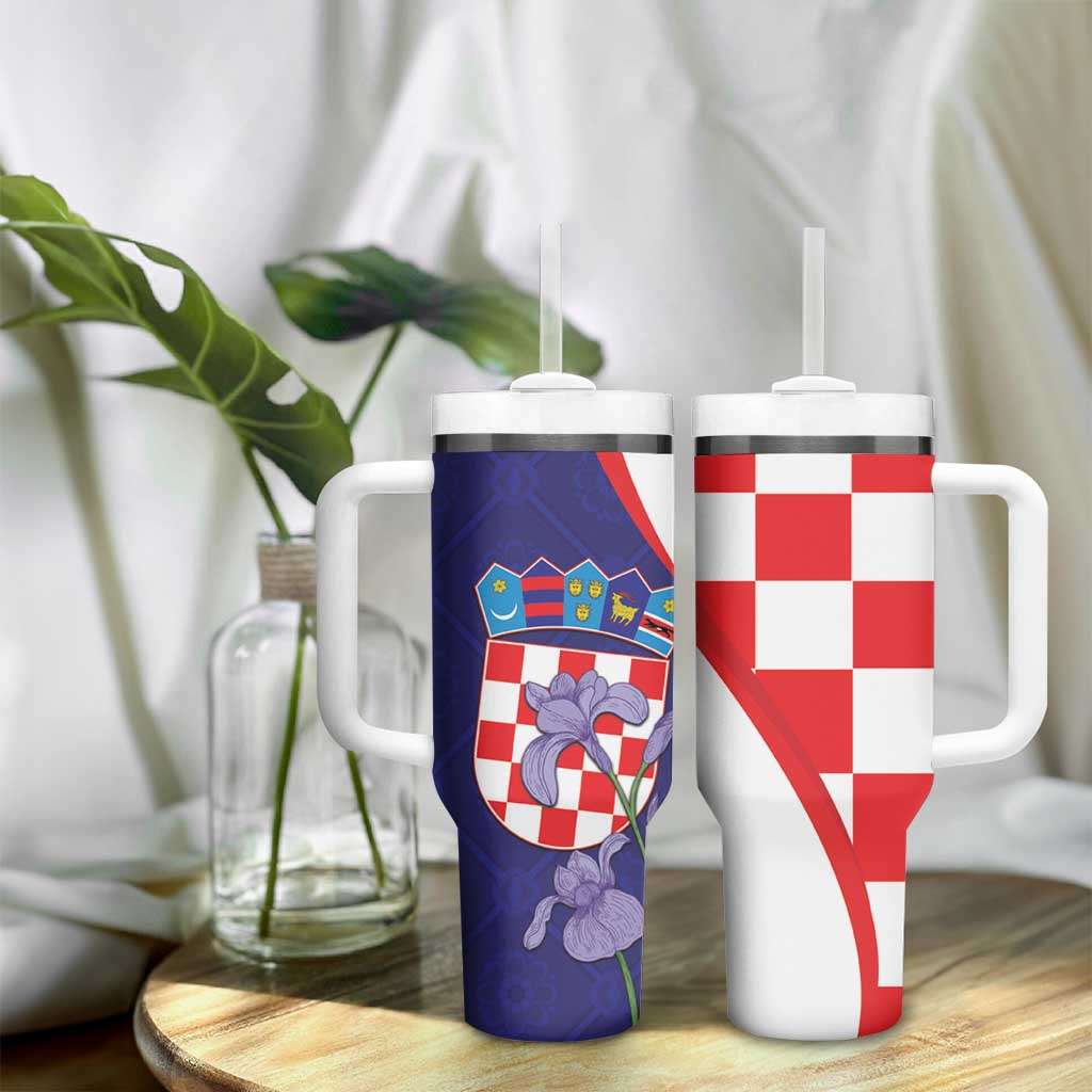 Croatia Hrvatska Checkerboard Tumbler With Handle Coat Of Arms With Iris Croatica
