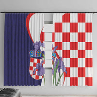 Croatia Hrvatska Checkerboard Window Curtain Coat Of Arms With Iris Croatica