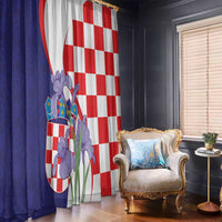 Croatia Hrvatska Checkerboard Window Curtain Coat Of Arms With Iris Croatica