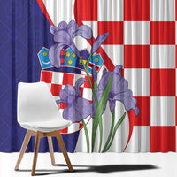 Croatia Hrvatska Checkerboard Window Curtain Coat Of Arms With Iris Croatica