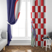 Croatia Hrvatska Checkerboard Window Curtain Coat Of Arms With Iris Croatica