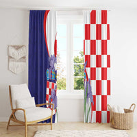 Croatia Hrvatska Checkerboard Window Curtain Coat Of Arms With Iris Croatica