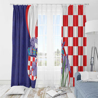 Croatia Hrvatska Checkerboard Window Curtain Coat Of Arms With Iris Croatica