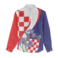 Croatia Hrvatska Checkerboard Women Casual Shirt Coat Of Arms With Iris Croatica