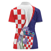 Croatia Hrvatska Checkerboard Women Polo Shirt Coat Of Arms With Iris Croatica
