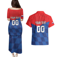 Custom Croatia Football Couples Matching Puletasi and Hawaiian Shirt Hrvatska Nogometna Reprezentacija