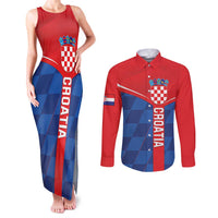Custom Croatia Football Couples Matching Tank Maxi Dress and Long Sleeve Button Shirt Hrvatska Nogometna Reprezentacija
