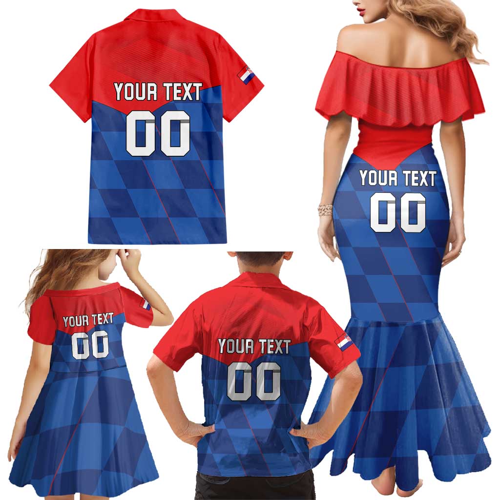 Custom Croatia Football Family Matching Mermaid Dress and Hawaiian Shirt Hrvatska Nogometna Reprezentacija