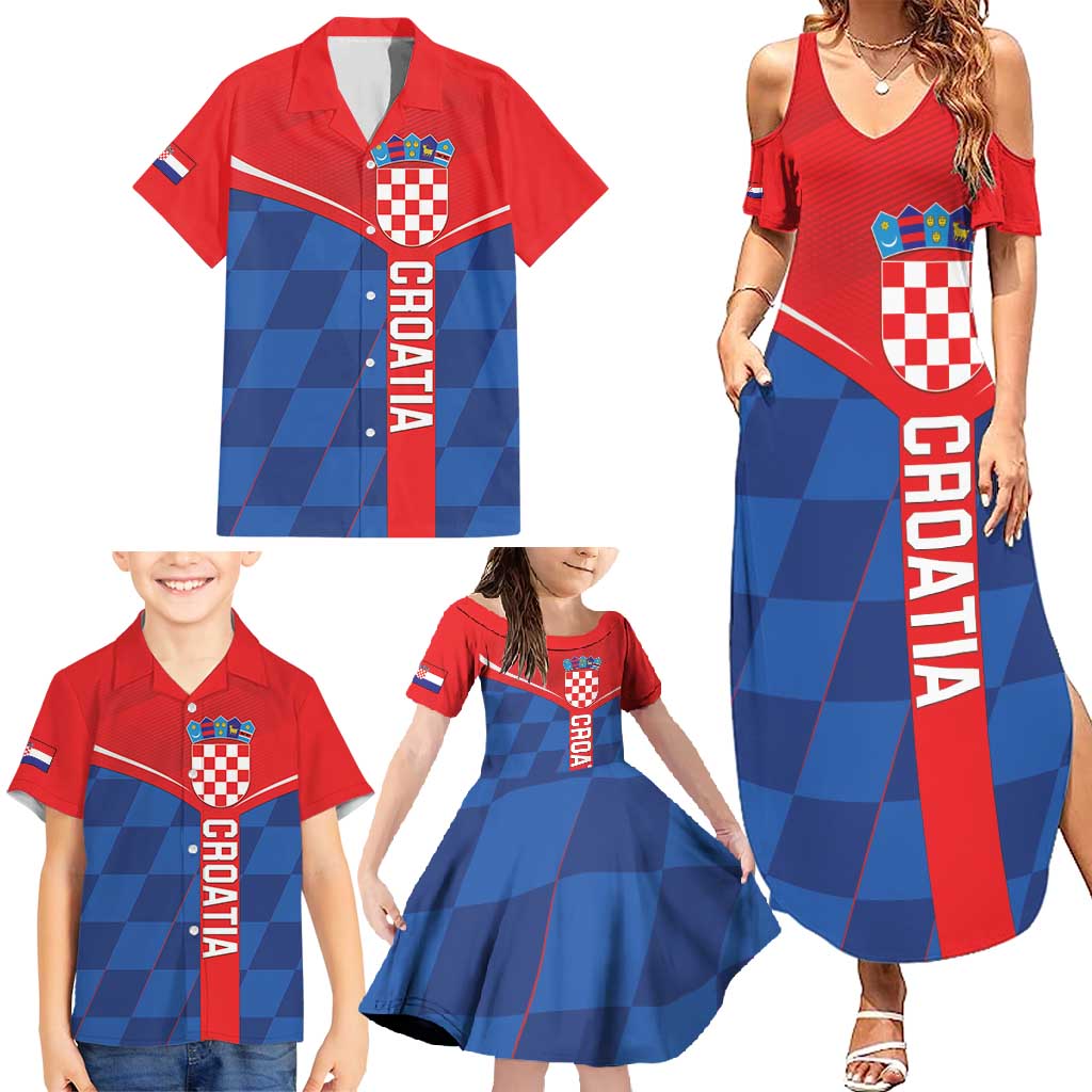 Custom Croatia Football Family Matching Summer Maxi Dress and Hawaiian Shirt Hrvatska Nogometna Reprezentacija