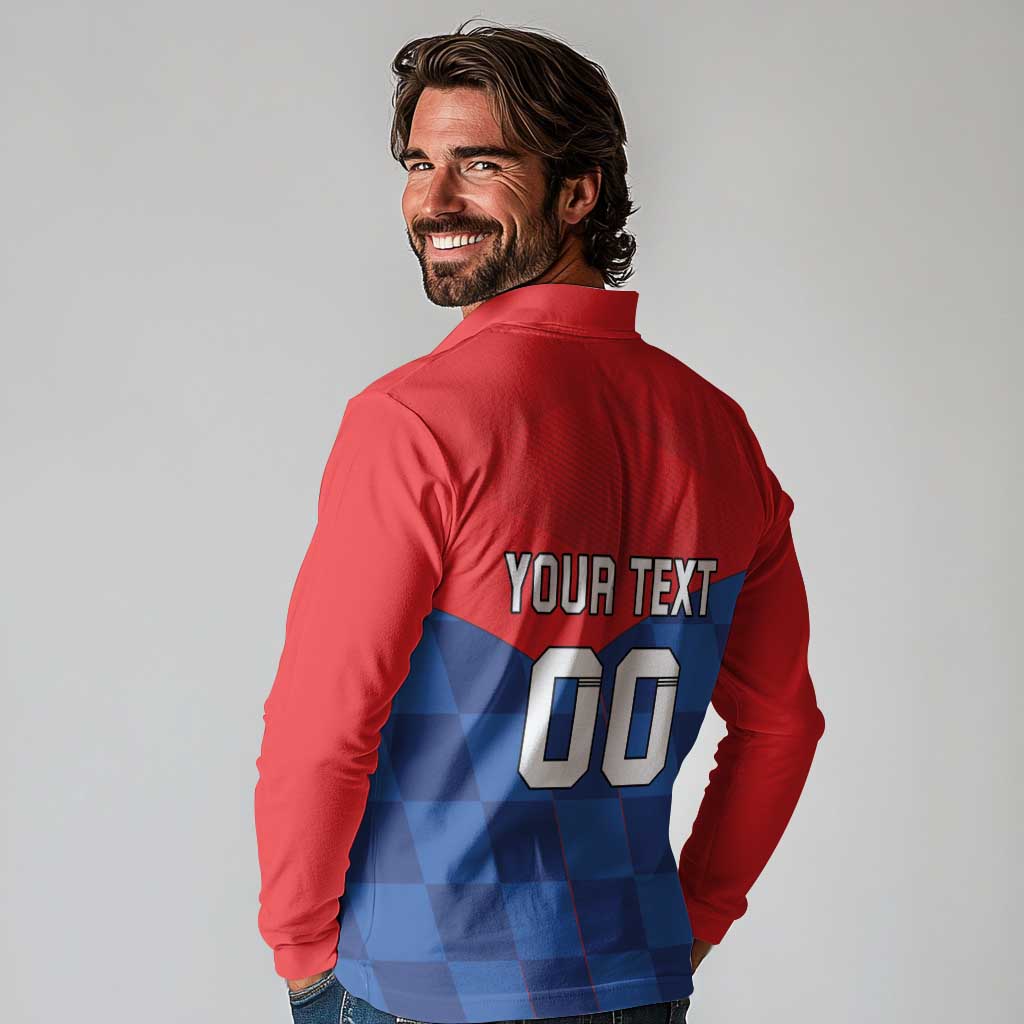 Custom Croatia Football Long Sleeve Polo Shirt Hrvatska Nogometna Reprezentacija