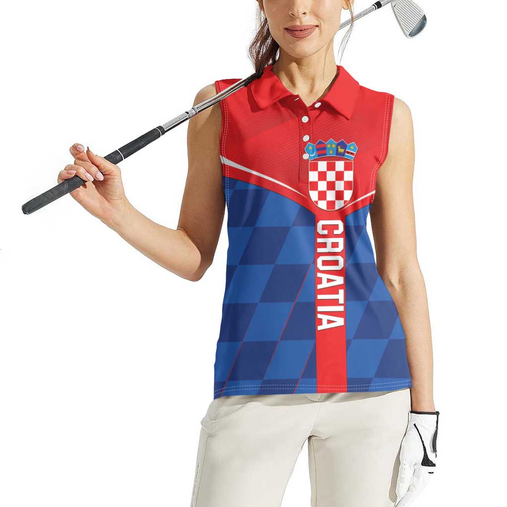 Custom Croatia Football Women Sleeveless Polo Shirt Hrvatska Nogometna Reprezentacija
