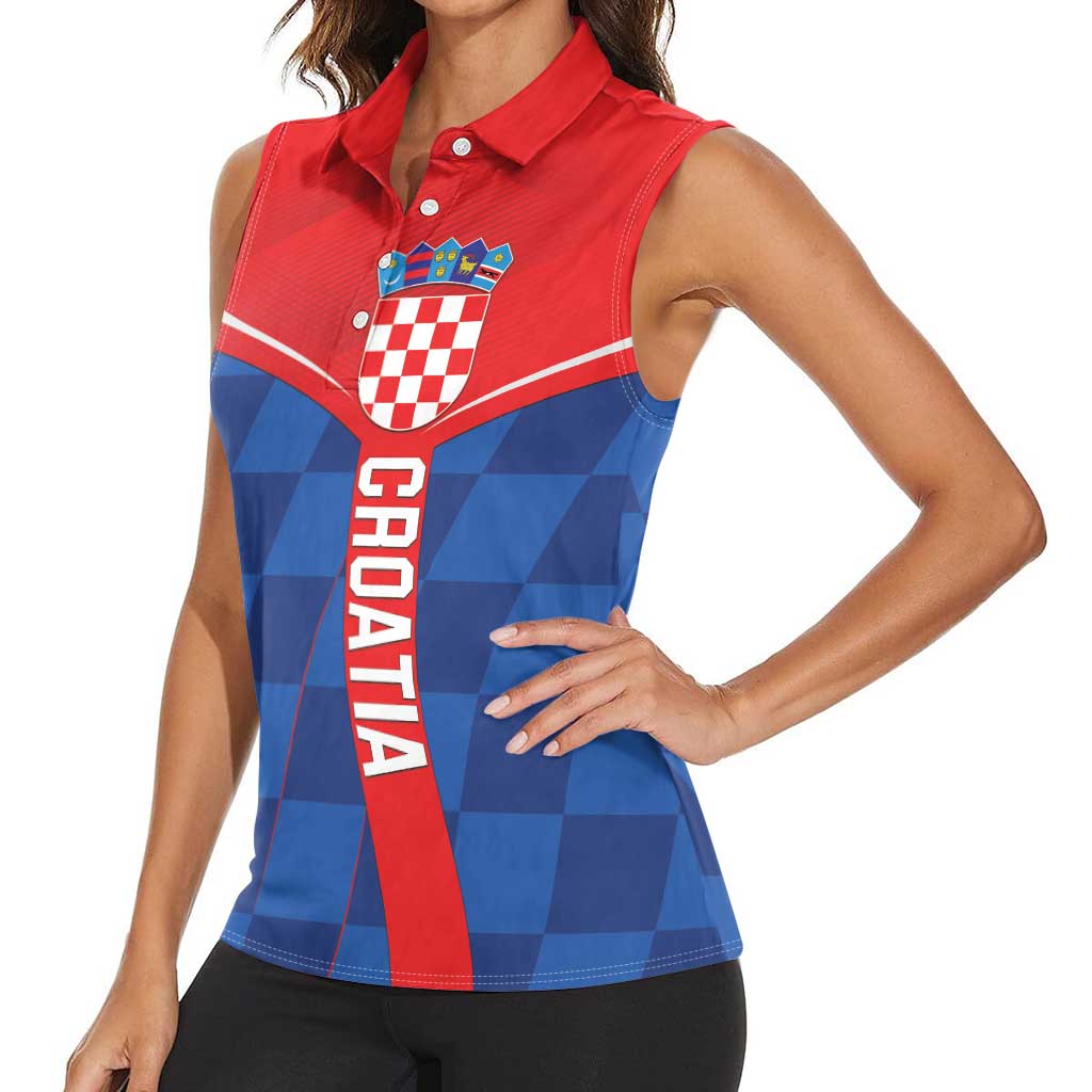 Custom Croatia Football Women Sleeveless Polo Shirt Hrvatska Nogometna Reprezentacija