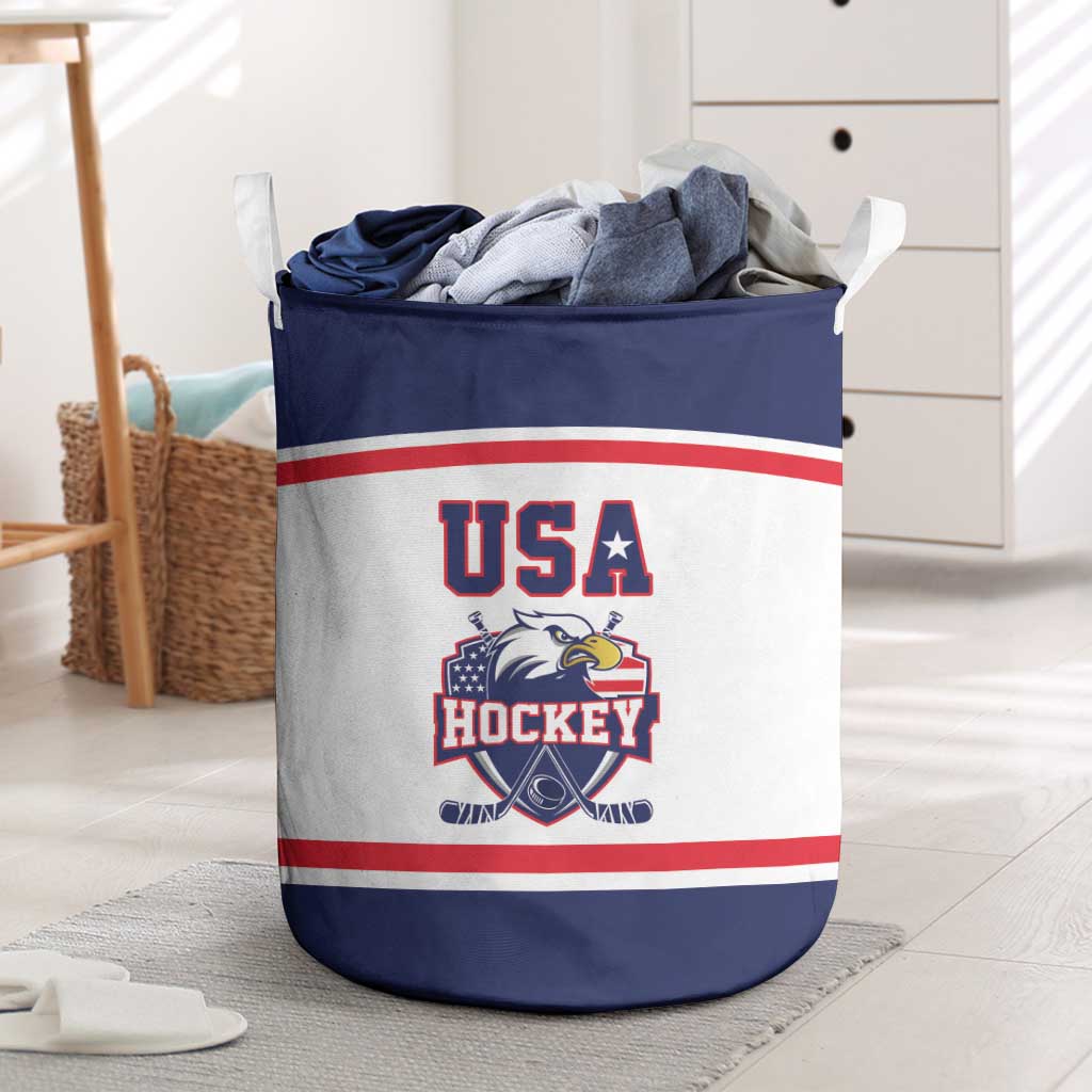USA Ice Hockey Laundry Basket American Eagle Spirit White Version