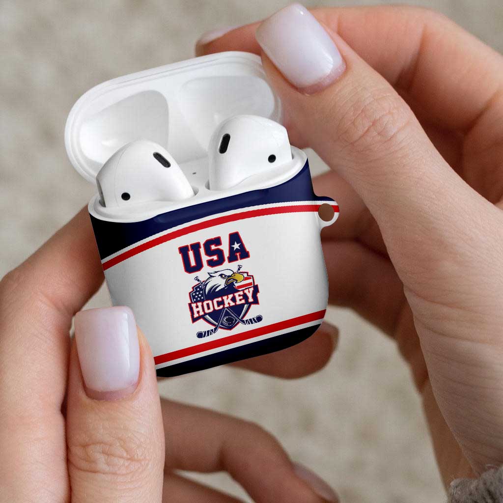 USA Ice Hockey AirPods Case American Eagle Spirit White Version