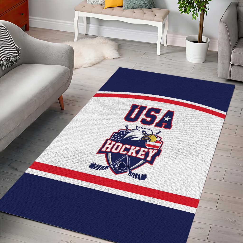 USA Ice Hockey Area Rug American Eagle Spirit White Version