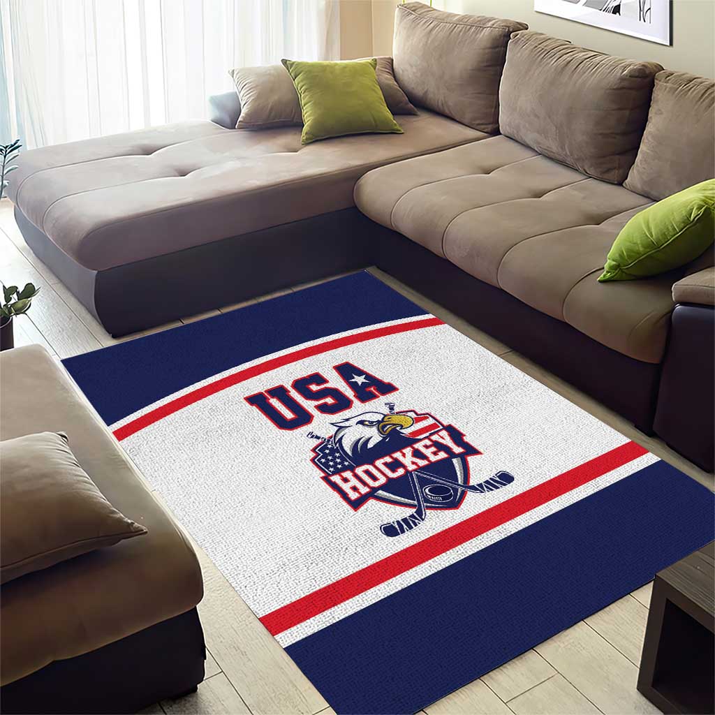 USA Ice Hockey Area Rug American Eagle Spirit White Version