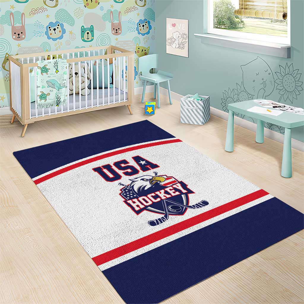 USA Ice Hockey Area Rug American Eagle Spirit White Version