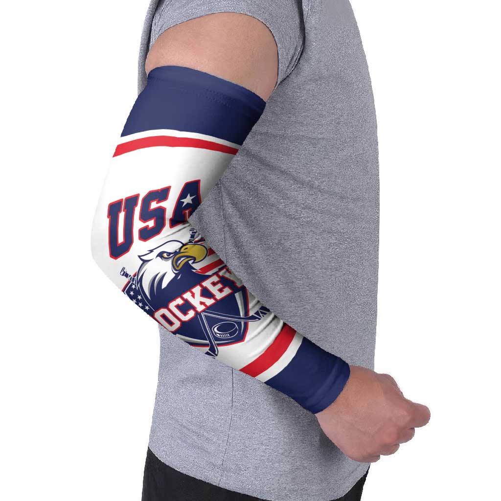 USA Ice Hockey Custom Arm Sleeves American Eagle Spirit White Version