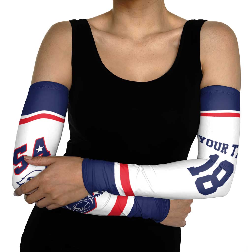 USA Ice Hockey Custom Arm Sleeves American Eagle Spirit White Version
