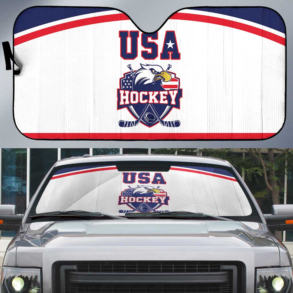 USA Ice Hockey Auto Sun Shade American Eagle Spirit White Version