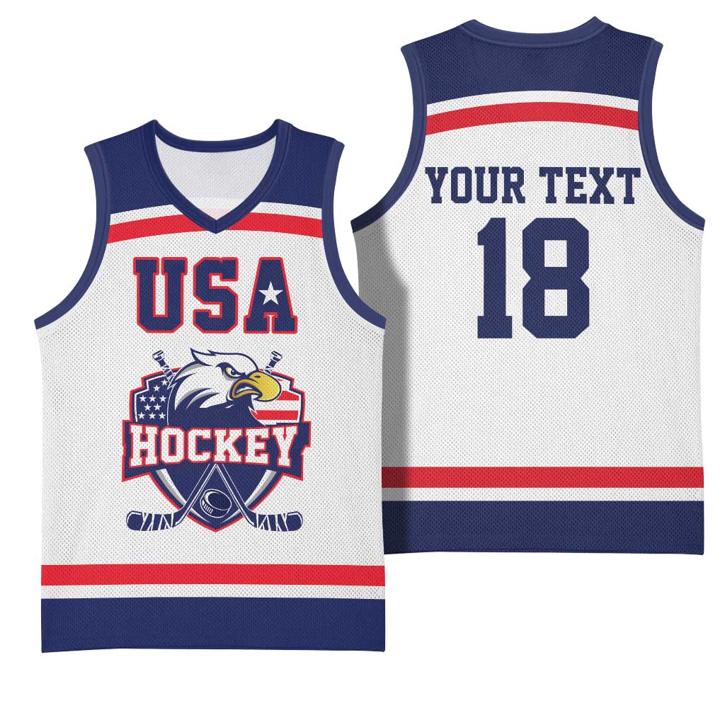 USA Ice Hockey Custom Basketball Jersey American Eagle Spirit White Version