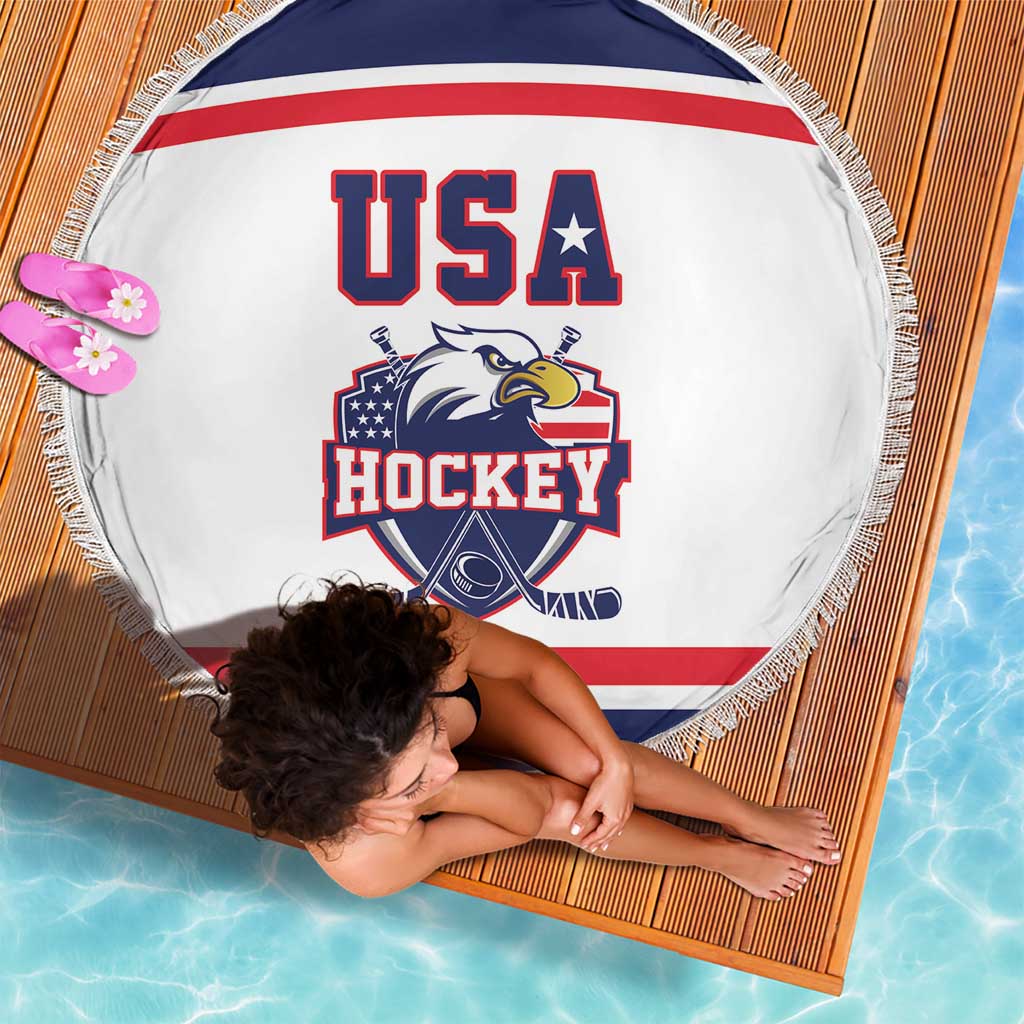 USA Ice Hockey Beach Blanket American Eagle Spirit White Version