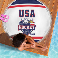 USA Ice Hockey Beach Blanket American Eagle Spirit White Version