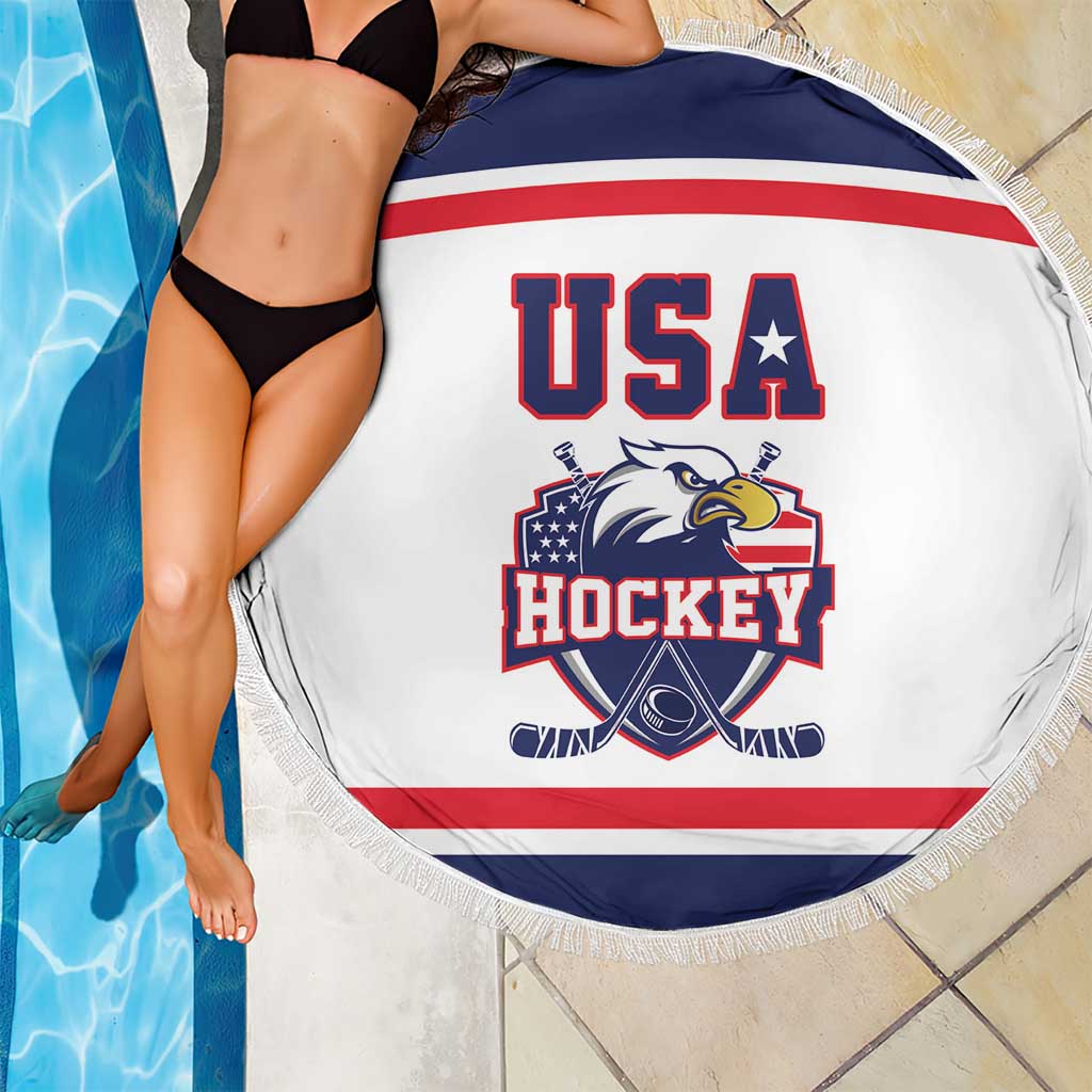 USA Ice Hockey Beach Blanket American Eagle Spirit White Version