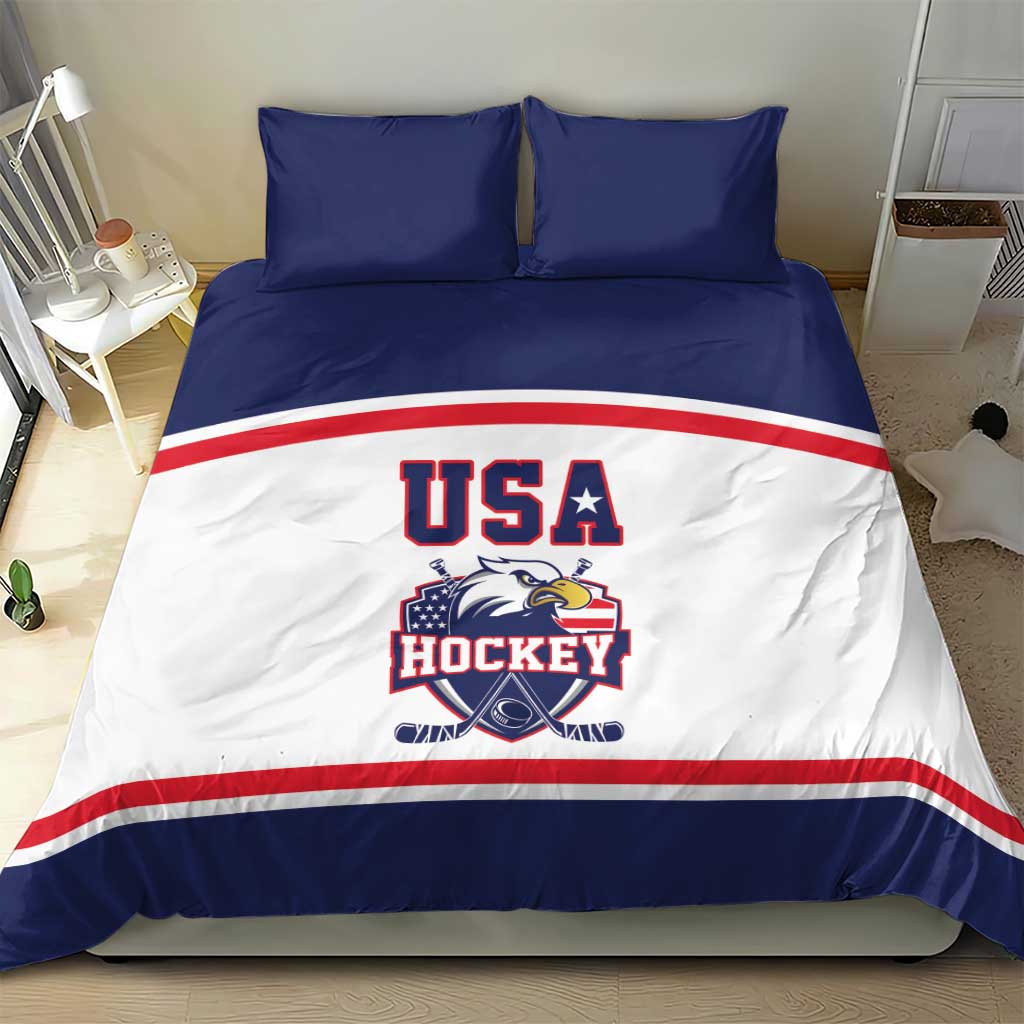USA Ice Hockey Bedding Set American Eagle Spirit White Version