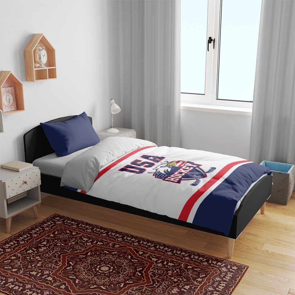 USA Ice Hockey Bedding Set American Eagle Spirit White Version