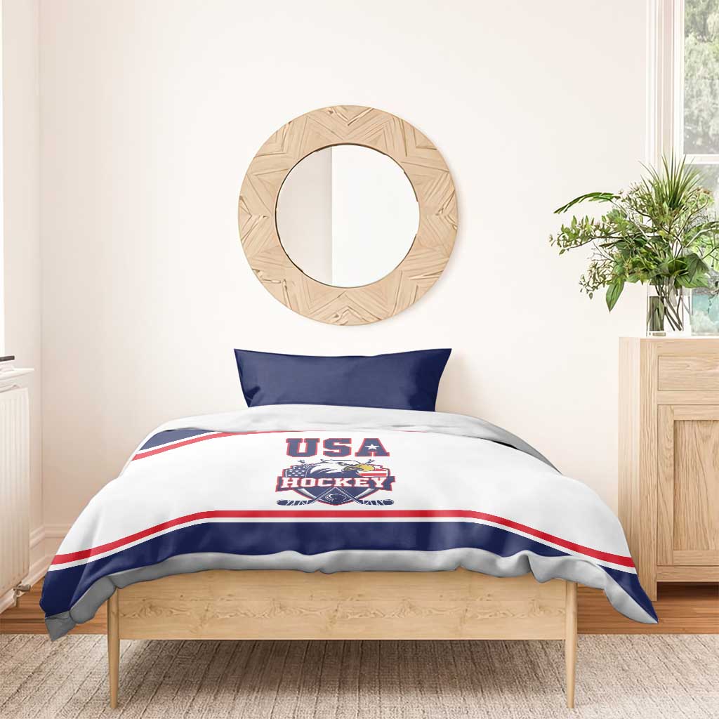 USA Ice Hockey Bedding Set American Eagle Spirit White Version